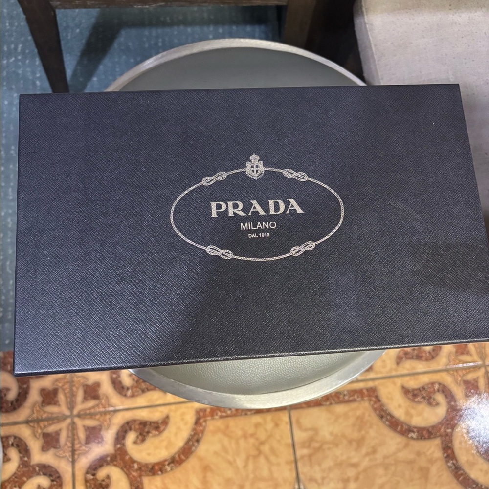Prada Brown Suede Loafers with Metal Logo - Picture 5 of 6